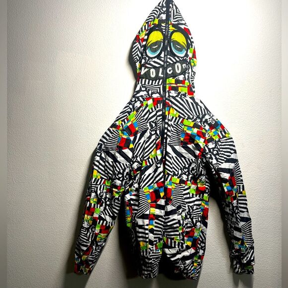 VTG Volcom Trippy Monster Zip Up Jacket Rain Coat Kids small - Picture 1 of 8